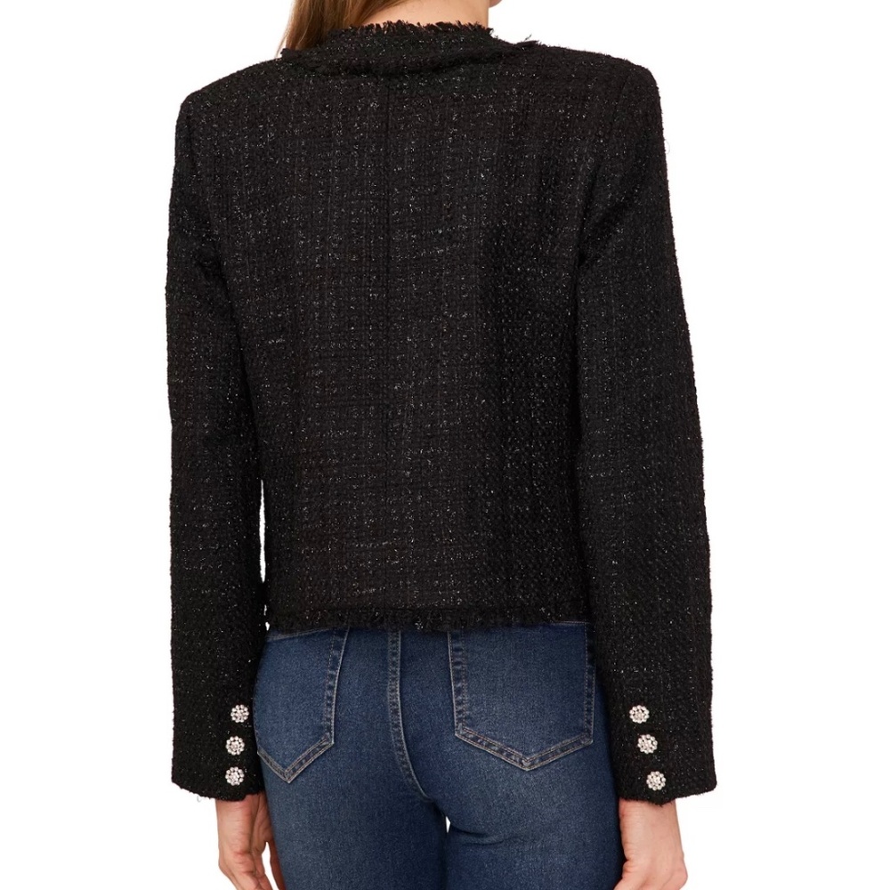 CeCe Rhinestone Button Metallic Tweed Jacket - Picture 6 of 9